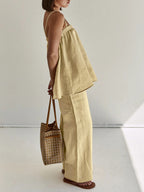 Émilienne Ensemble Femme – Ensemble Décontracté Deux Pièces avec Pantalon Large et Haut Fluide