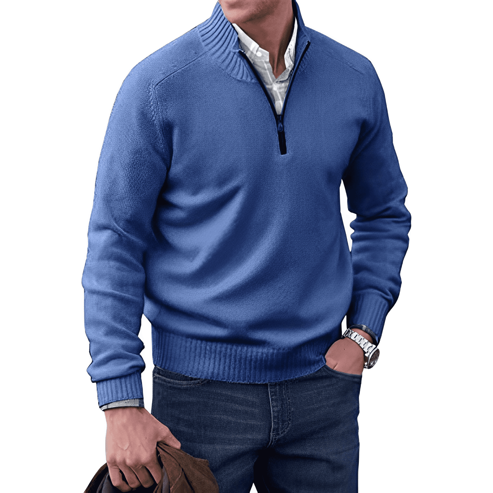 Jason Pull Homme – Pull Demi-Zip à Col Montant avec Maille Douce et Style Intemporel