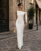 Marian Robe de Soirée Femme – Coupe One-Shoulder avec Nœud Élégant et Longueur Maxi