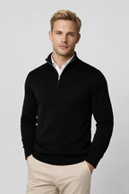 Gaëtan Pull Homme – Pull à Demi-Zip avec Col Montant et Coupe Décontractée
