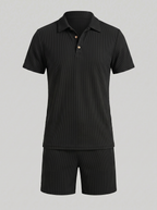 Loïc Ensemble Homme – Ensemble Polo en Velours Côtelé avec Short Assorti au Style Décontracté