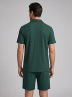 Loïc Ensemble Homme – Ensemble Polo en Velours Côtelé avec Short Assorti au Style Décontracté