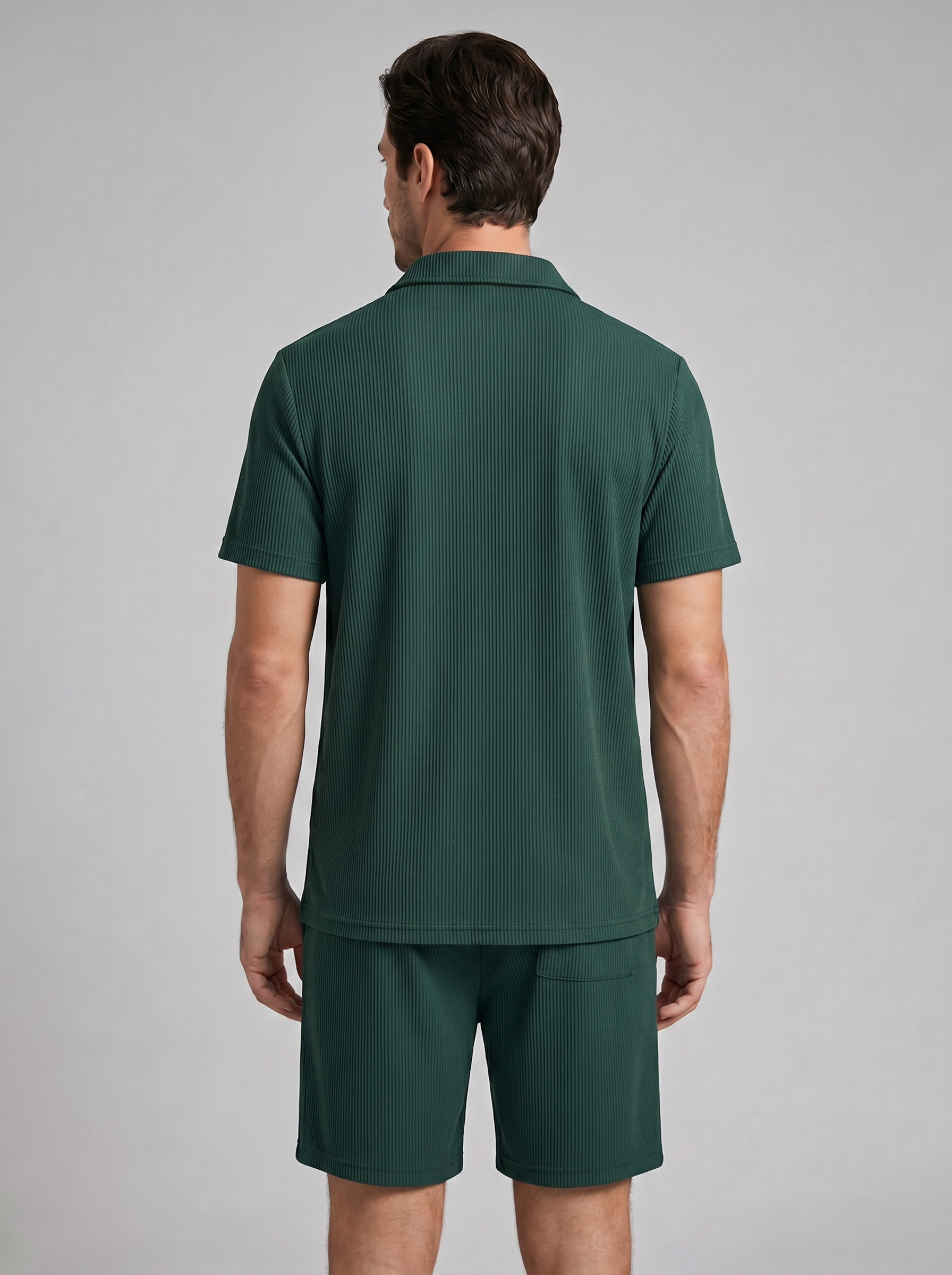 Loïc Ensemble Homme – Ensemble Polo en Velours Côtelé avec Short Assorti au Style Décontracté