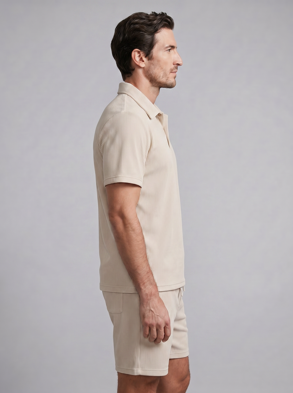 Loïc Ensemble Homme – Ensemble Polo en Velours Côtelé avec Short Assorti au Style Décontracté