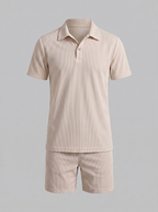 Loïc Ensemble Homme – Ensemble Polo en Velours Côtelé avec Short Assorti au Style Décontracté