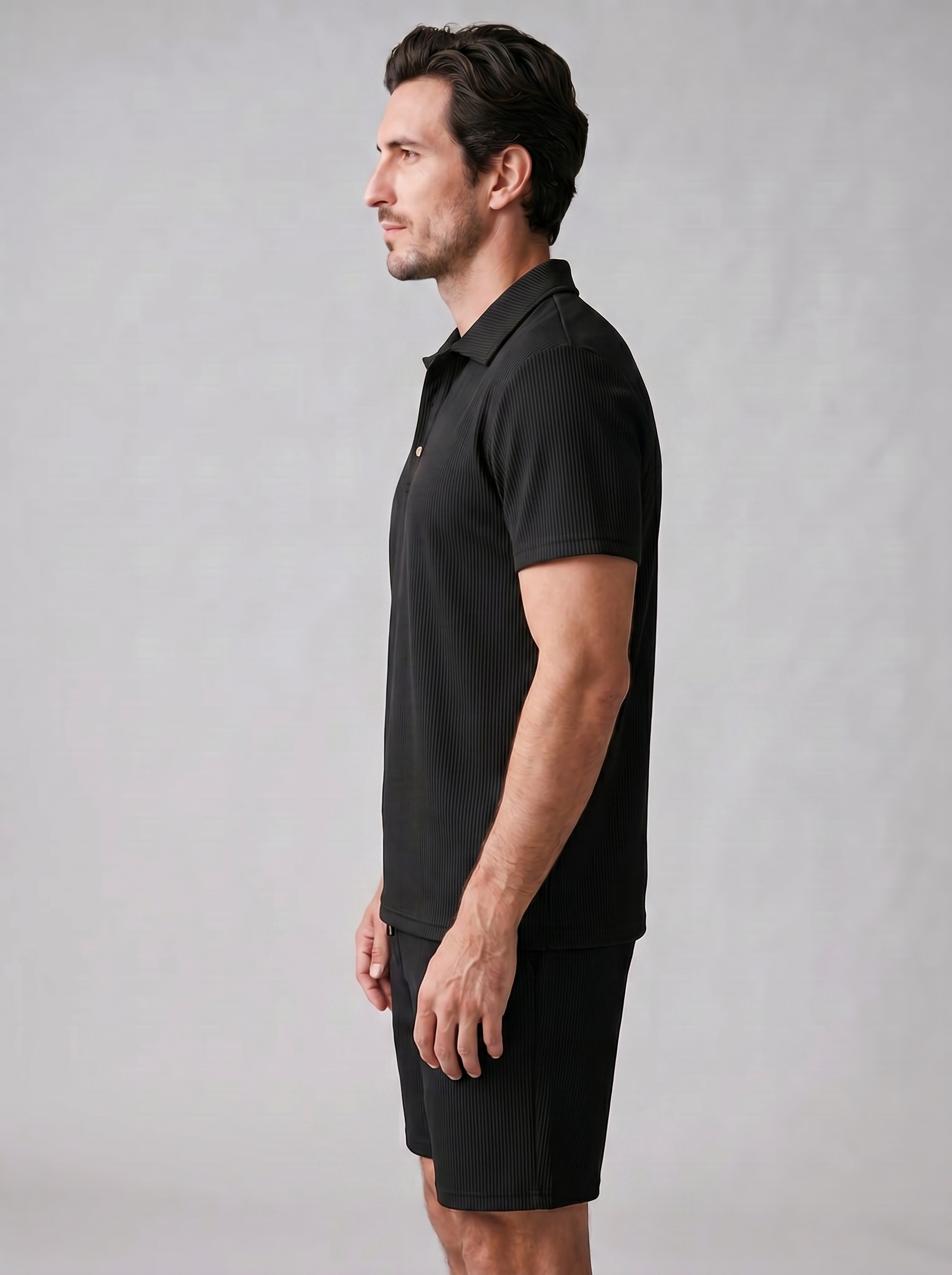Loïc Ensemble Homme – Ensemble Polo en Velours Côtelé avec Short Assorti au Style Décontracté