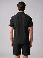 Loïc Ensemble Homme – Ensemble Polo en Velours Côtelé avec Short Assorti au Style Décontracté