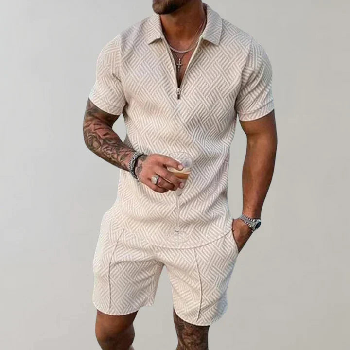 Carter Ensemble Homme – Polo Zippé et Short Assortis au Style Estival Moderne
