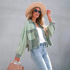 Chaqueta Corta Maëline para Mujer – Chaqueta de Mezclilla Entallada con Dobladillo Deshilachado