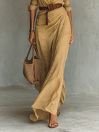 Bianca Robe Maxi à Revers – Robe Élégante Ceinturée à Manches Longues