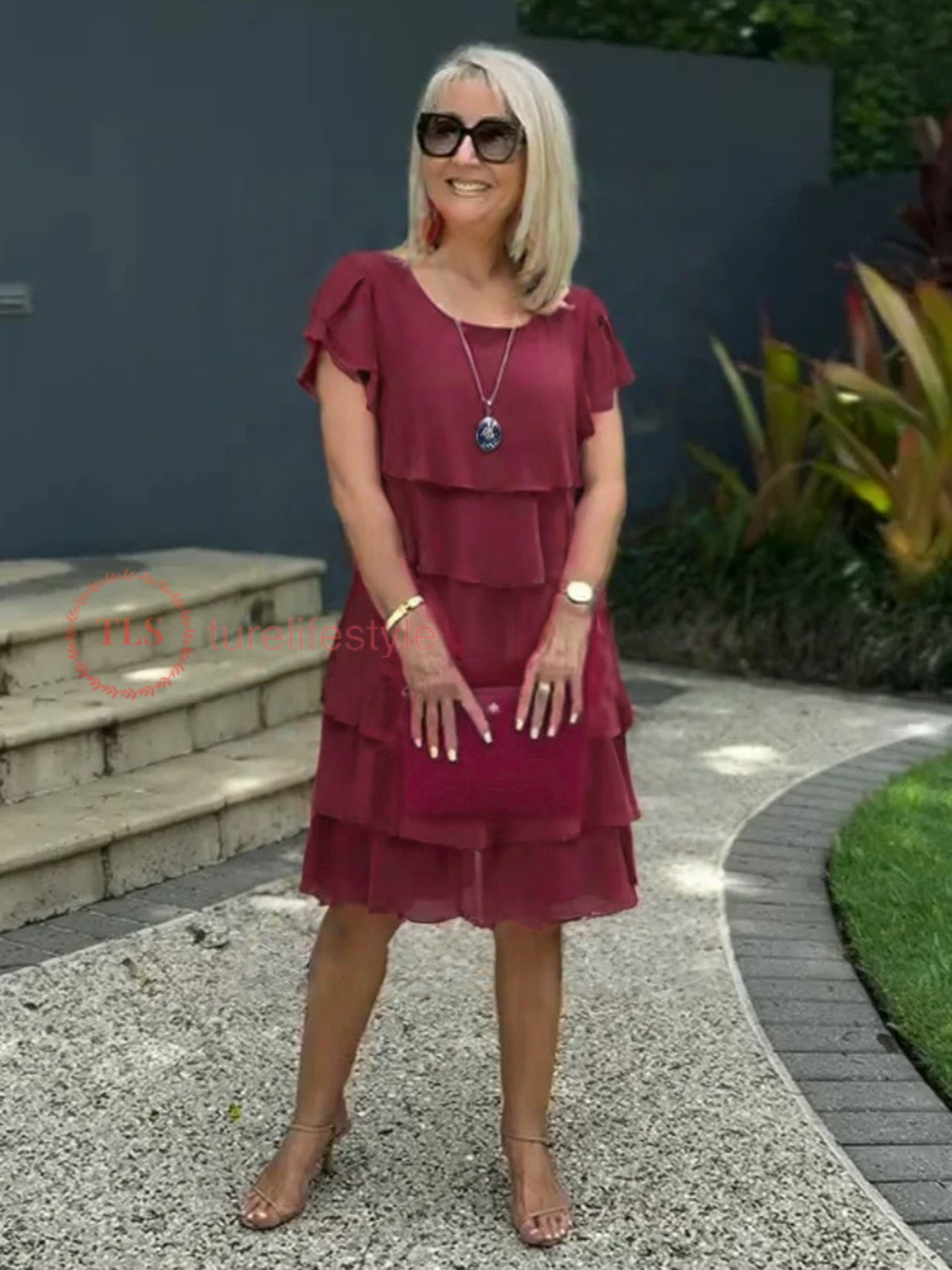 Maelys Abito Midi Donna – Abito in Chiffon Fluido con Volant Sovrapposti & Eleganza Senza Tempo
