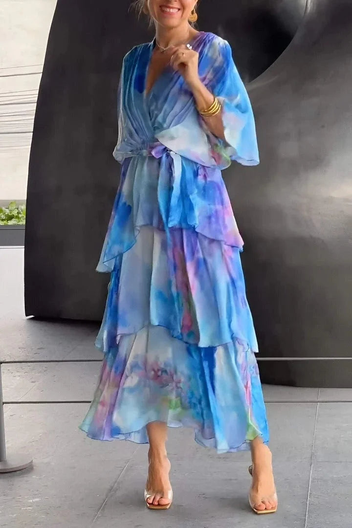 Anaïs Robe Élégante en Mousseline – Robe Fluide Croisée au Charme Intemporel
