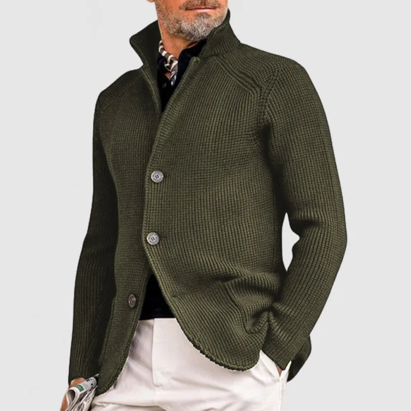 Henrik Veste Homme Élégante – Maille Texturée avec Col Montant et Coupe Moderne