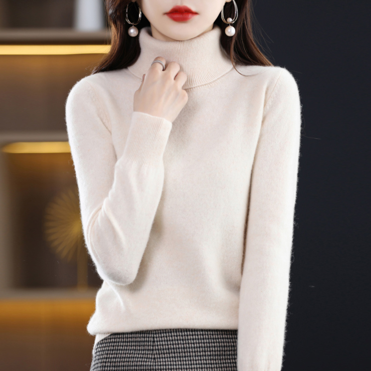 Blake Pull Col Roulé Femme – Pull en Cachemire Doux avec Coupe Élégante et Confort Léger