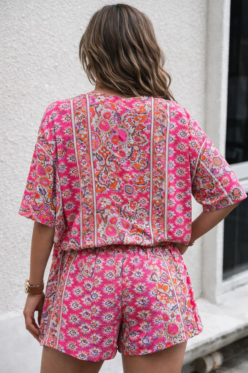 Loriane Ensemble Femme – Ensemble Blouse à Fleurs avec Short Assorti au Style Décontracté