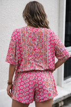 Loriane Ensemble Femme – Ensemble Blouse à Fleurs avec Short Assorti au Style Décontracté