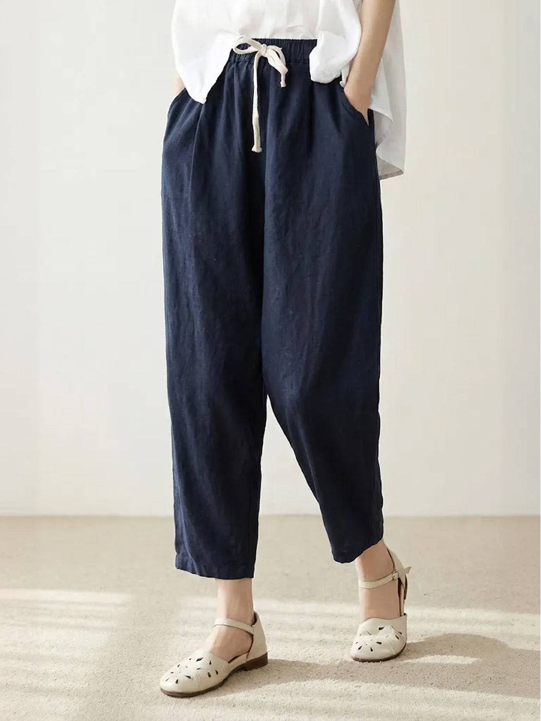 Mélissande Pants Woman – Slim Pants with Drawstring Waist in Casual Style