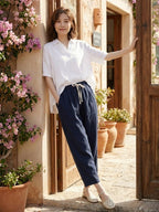 Mélissande Pants Woman – Slim Pants with Drawstring Waist in Casual Style