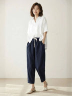 Mélissande Pants Woman – Slim Pants with Drawstring Waist in Casual Style