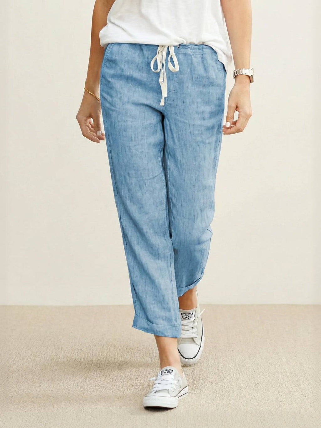 Mélissande Pants Woman – Slim Pants with Drawstring Waist in Casual Style