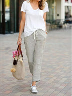 Mélissande Pants Woman – Slim Pants with Drawstring Waist in Casual Style