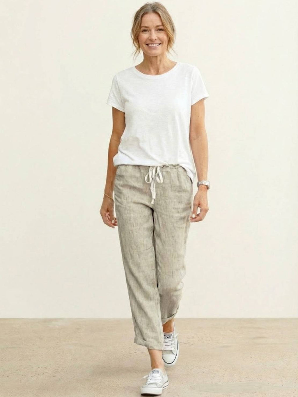 Mélissande Pants Woman – Slim Pants with Drawstring Waist in Casual Style