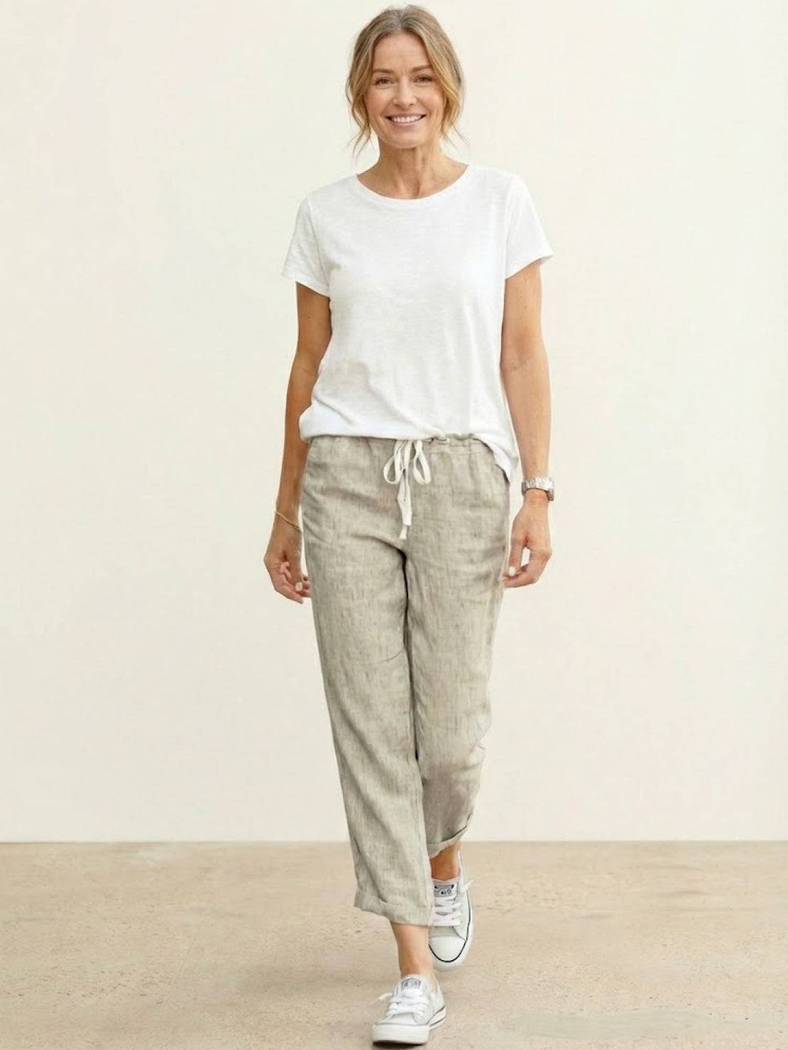 Mélissande Pantalon Femme – Pantalon Slim à Taille Coulissante au Style Décontracté