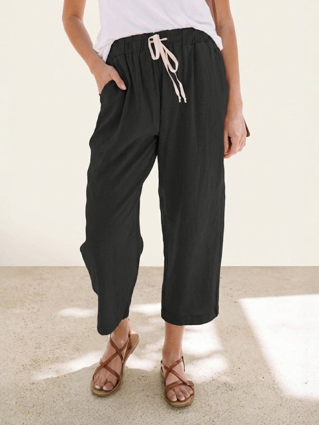 Mélissande Pantalon Femme – Pantalon Slim à Taille Coulissante au Style Décontracté