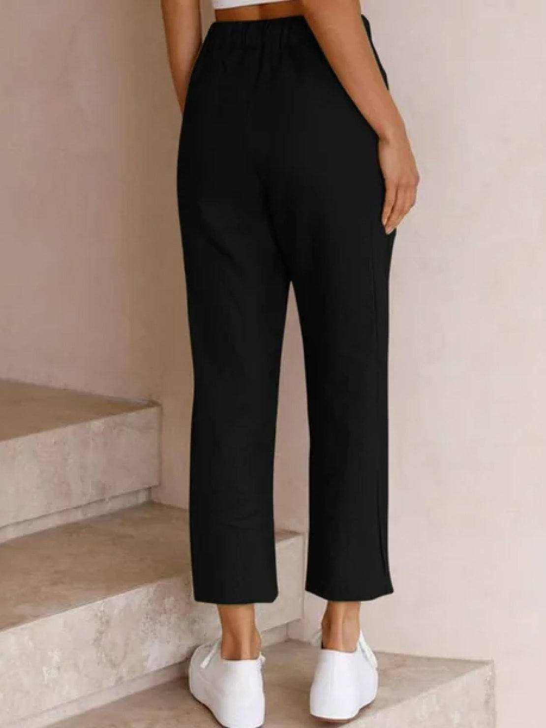 Mélissande Pantalon Femme – Pantalon Slim à Taille Coulissante au Style Décontracté