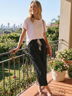 Mélissande Pants Woman – Slim Pants with Drawstring Waist in Casual Style
