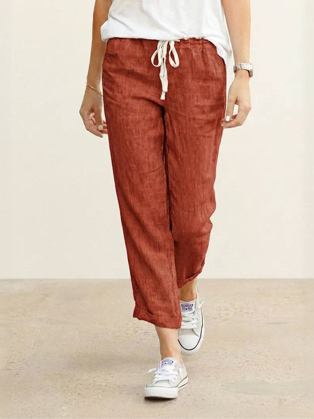 Mélissande Pants Woman – Slim Pants with Drawstring Waist in Casual Style