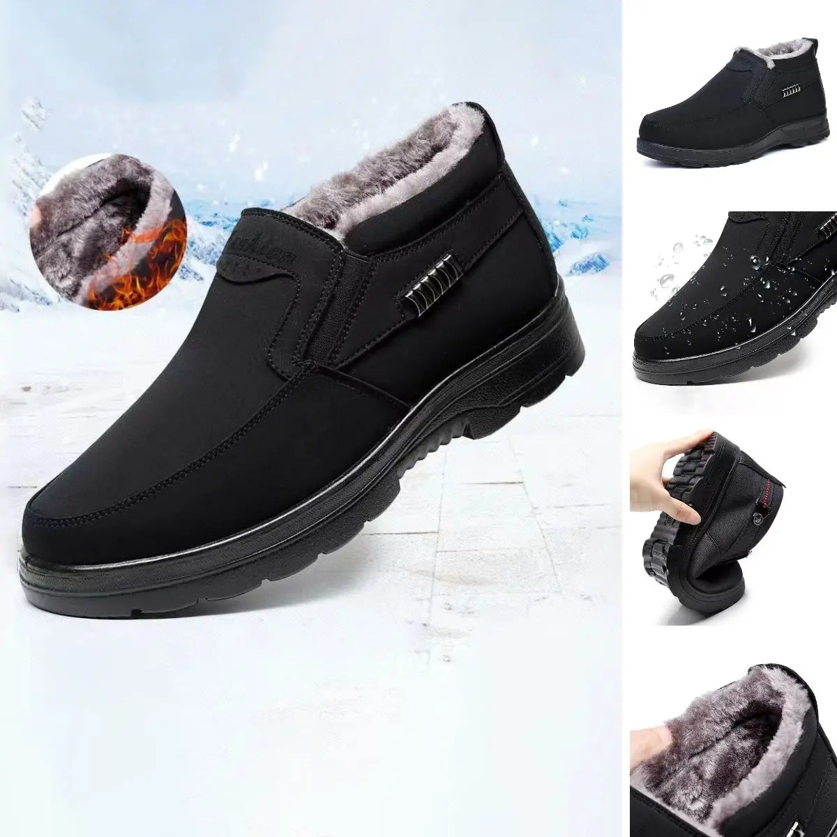 Théo Chaussures Hiver Homme – Bottines Thermiques à Enfiler avec Doublure Chaude