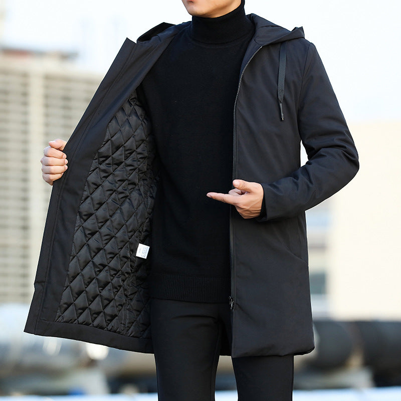 Hudson Veste Homme d’Hiver – Manteau Long avec Capuche Ajustable & Doublure Matelassée