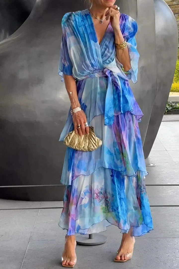 Anaïs Robe Élégante en Mousseline – Robe Fluide Croisée au Charme Intemporel