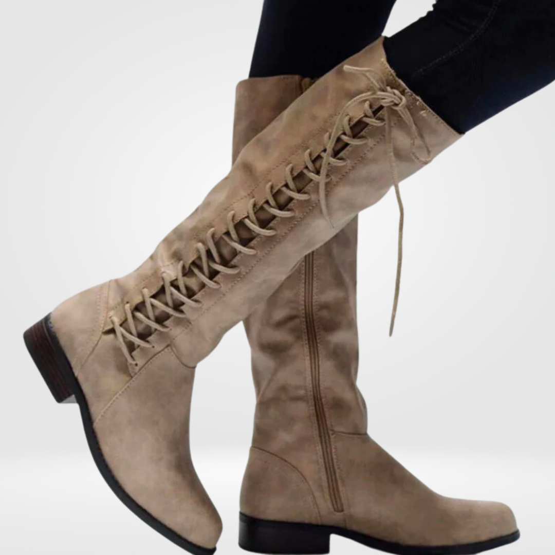 Evelina Bottes Hautes Femme – Bottes Lacées en Cuir avec Doublure Chaude et Semelle Antidérapante