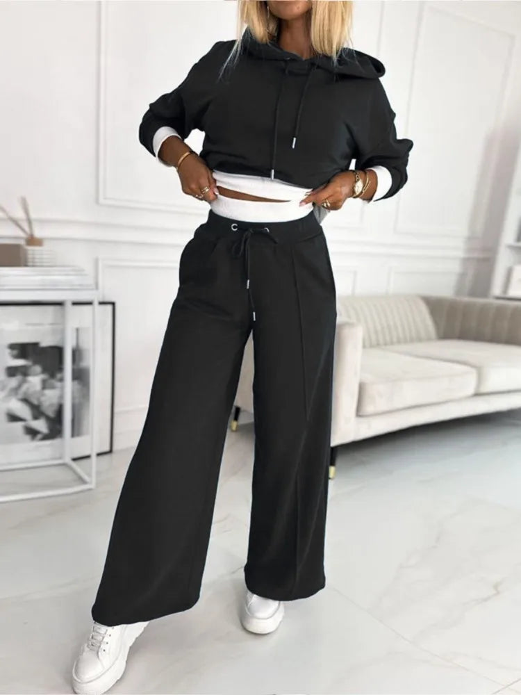 Lisette Ensemble Femme – Hoodie Confortable, Pantalon Large & Coupe Décontractée