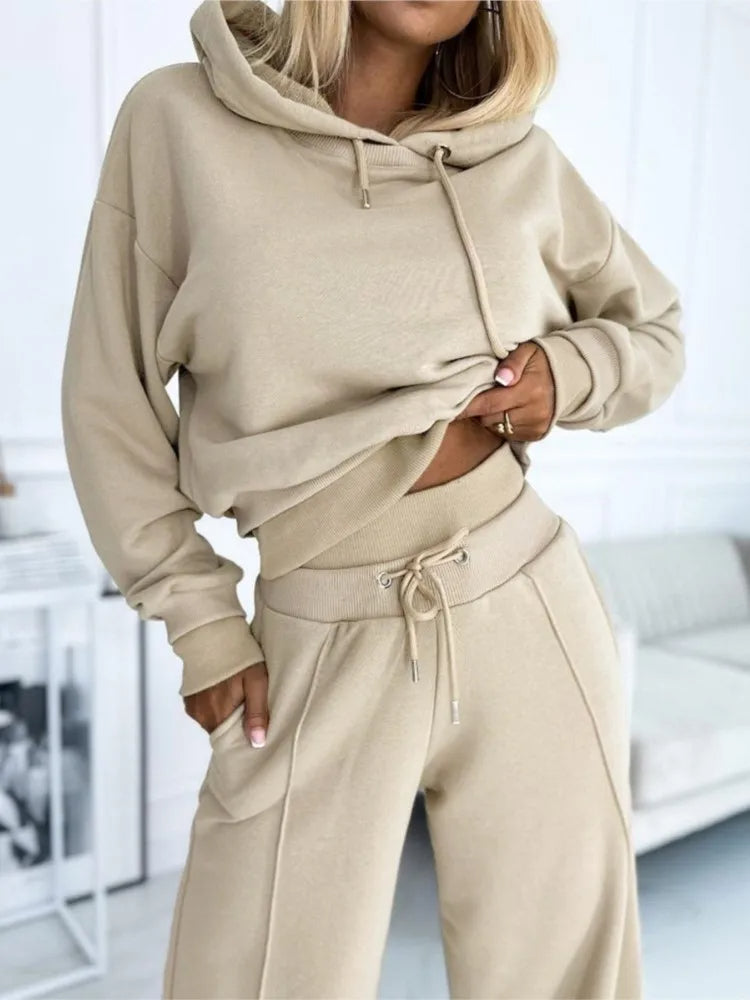 Lisette Ensemble Femme – Hoodie Confortable, Pantalon Large & Coupe Décontractée