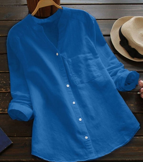 Ylva Chemise Femme – Chemise en Lin-Coton avec Coupe Ample et Style Décontracté
