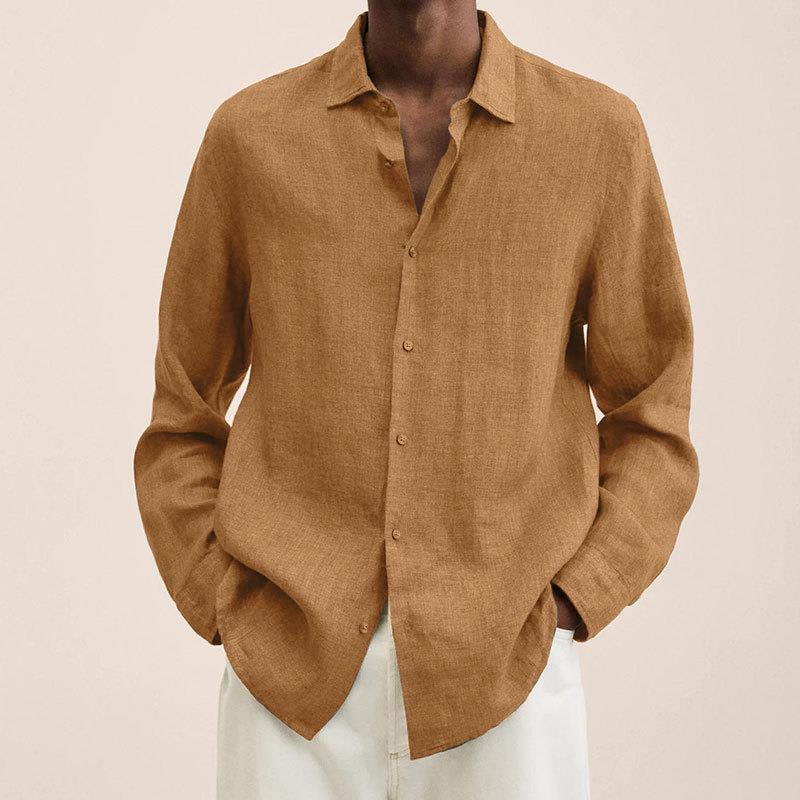 Grayson Chemise Homme – Chemise en Lin Respirant à Manches Longues au Style Intemporel