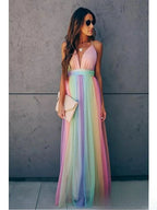 Hadley Robe Longue Femme – Robe Maxi Multicolore à Décolleté V avec Coupe Fluide