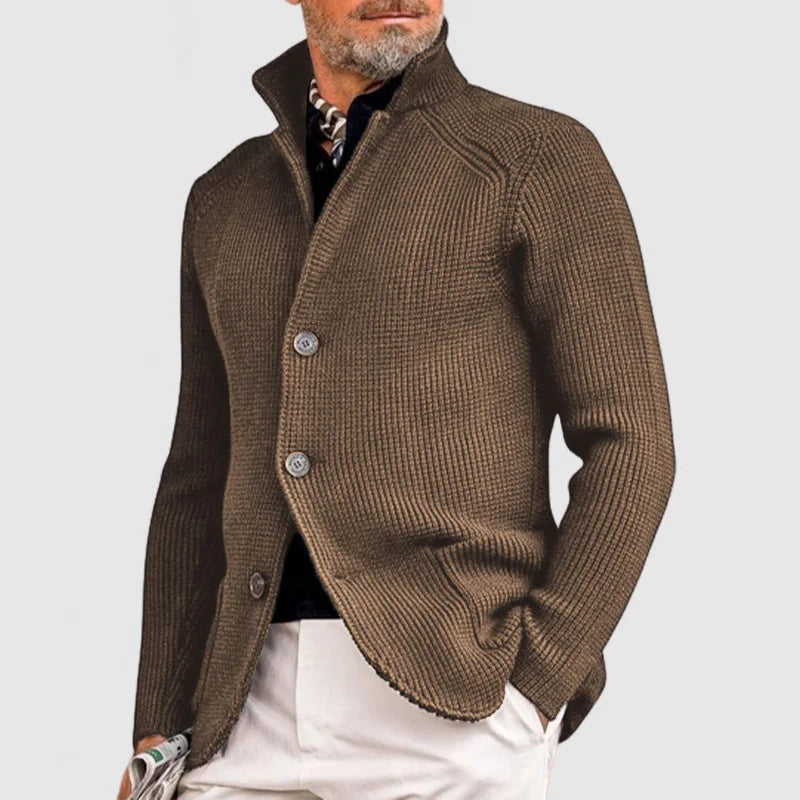 Henrik Veste Homme Élégante – Maille Texturée avec Col Montant et Coupe Moderne