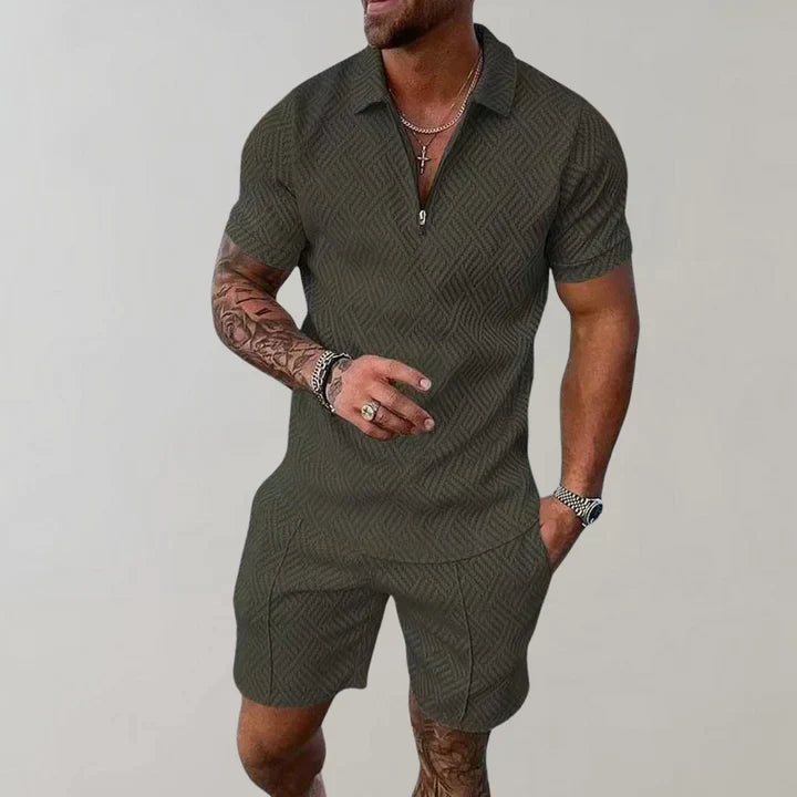 Carter Ensemble Homme – Polo Zippé et Short Assortis au Style Estival Moderne