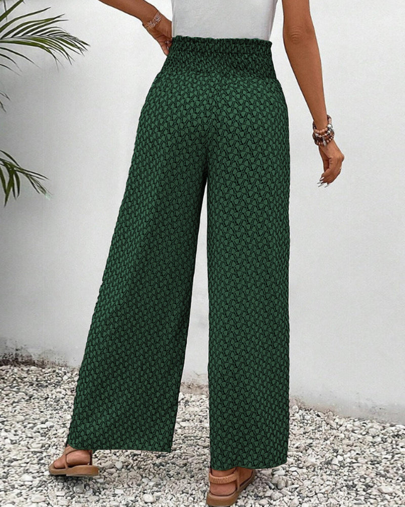 Bailey Pantalon Large Femme – Taille Haute Élégante avec Motif Imprimé et Coupe Fluide