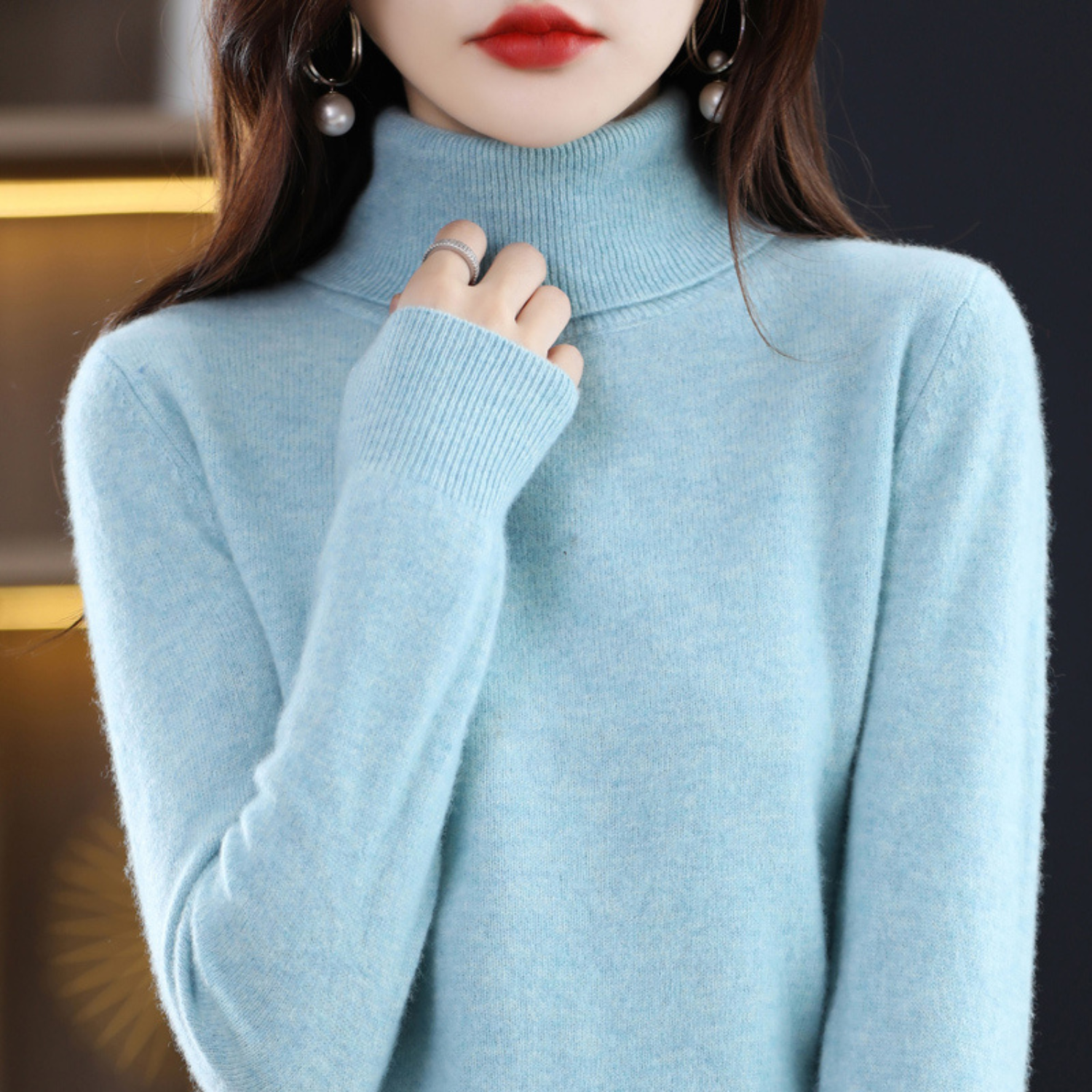 Blake Pull Col Roulé Femme – Pull en Cachemire Doux avec Coupe Élégante et Confort Léger