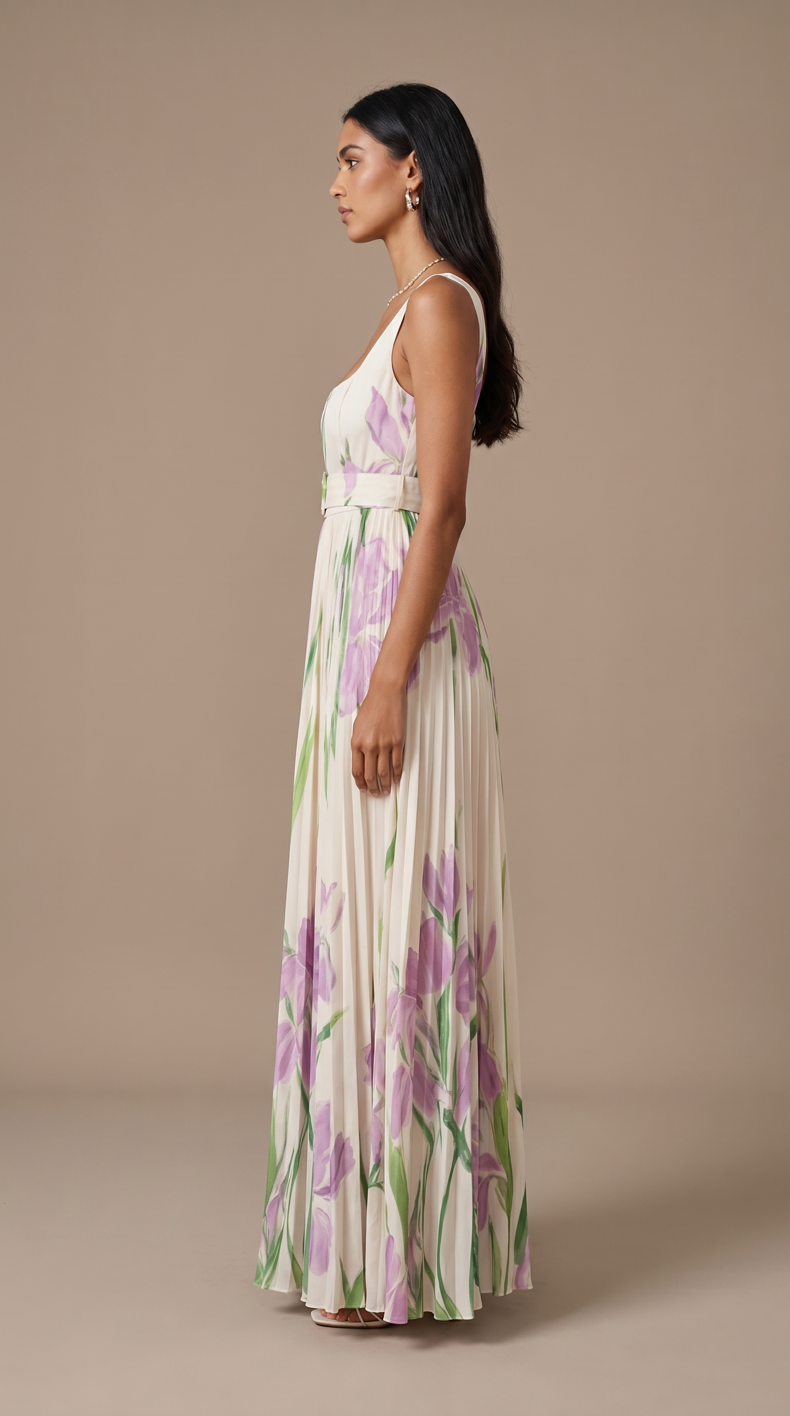 Nicole Robe Maxi Plissée Fleurie – Robe Longue Élégante à Imprimé Floral