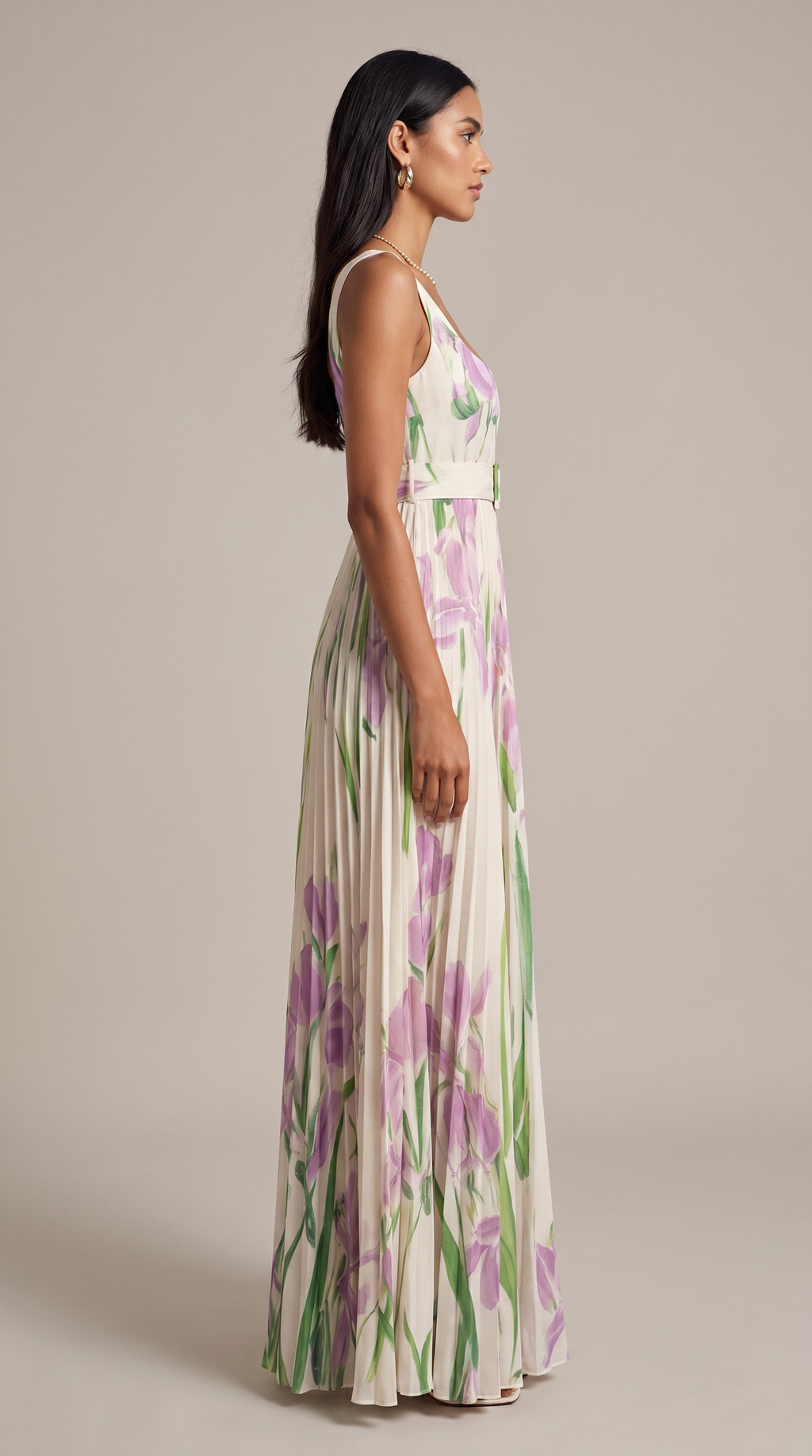 Nicole Robe Maxi Plissée Fleurie – Robe Longue Élégante à Imprimé Floral