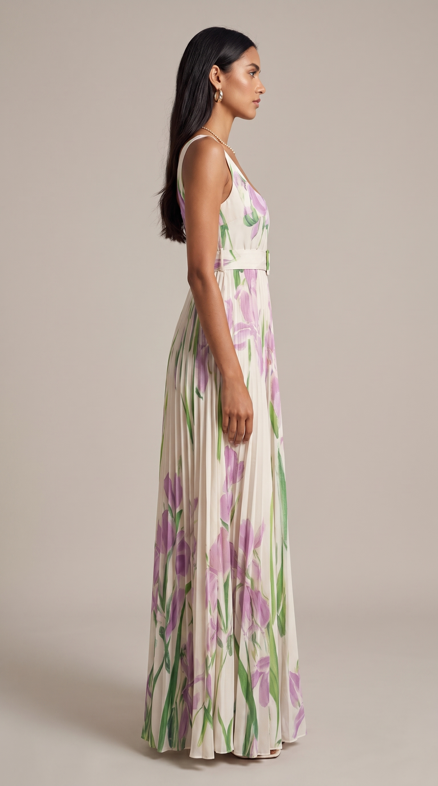 Nicole Robe Maxi Plissée Fleurie – Robe Longue Élégante à Imprimé Floral