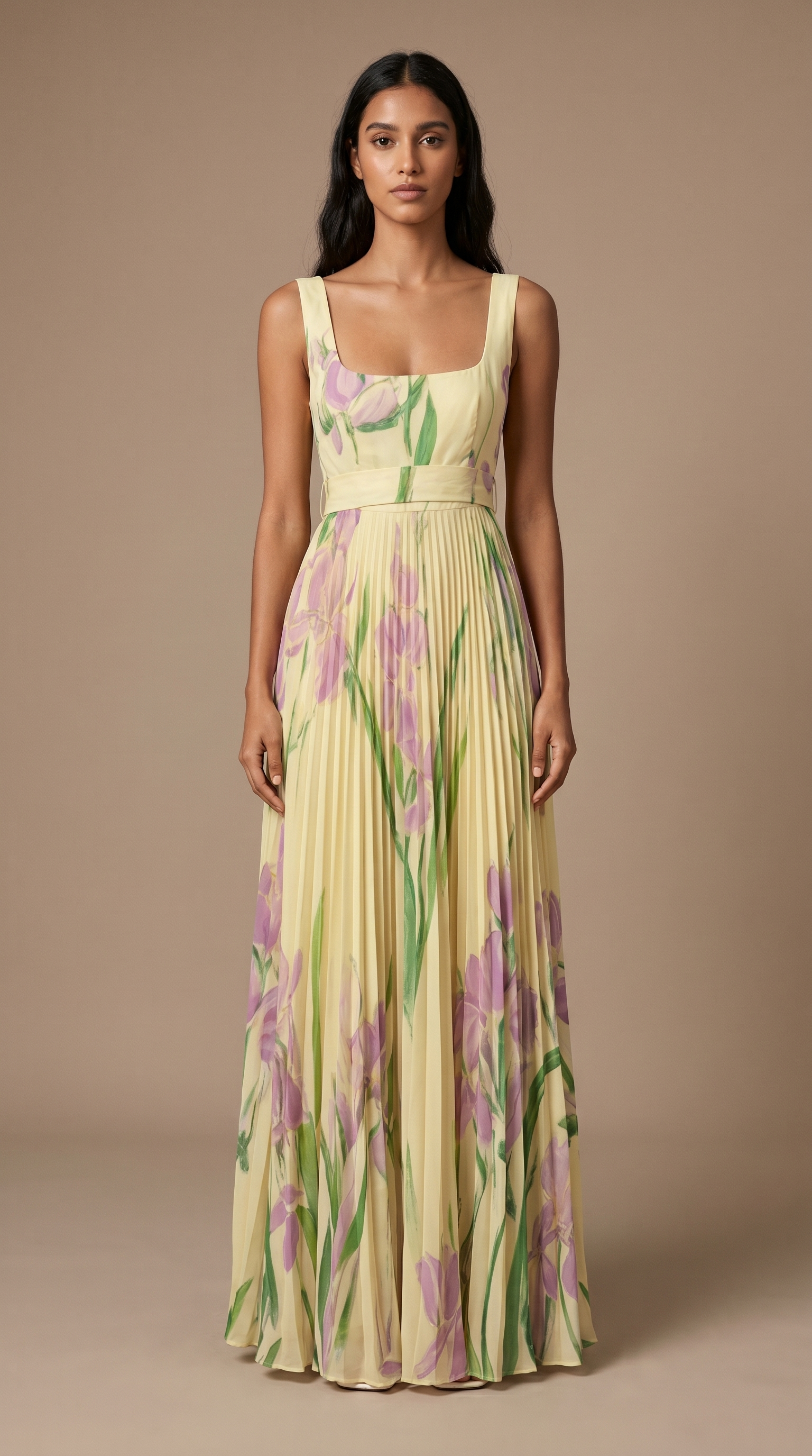 Nicole Robe Maxi Plissée Fleurie – Robe Longue Élégante à Imprimé Floral