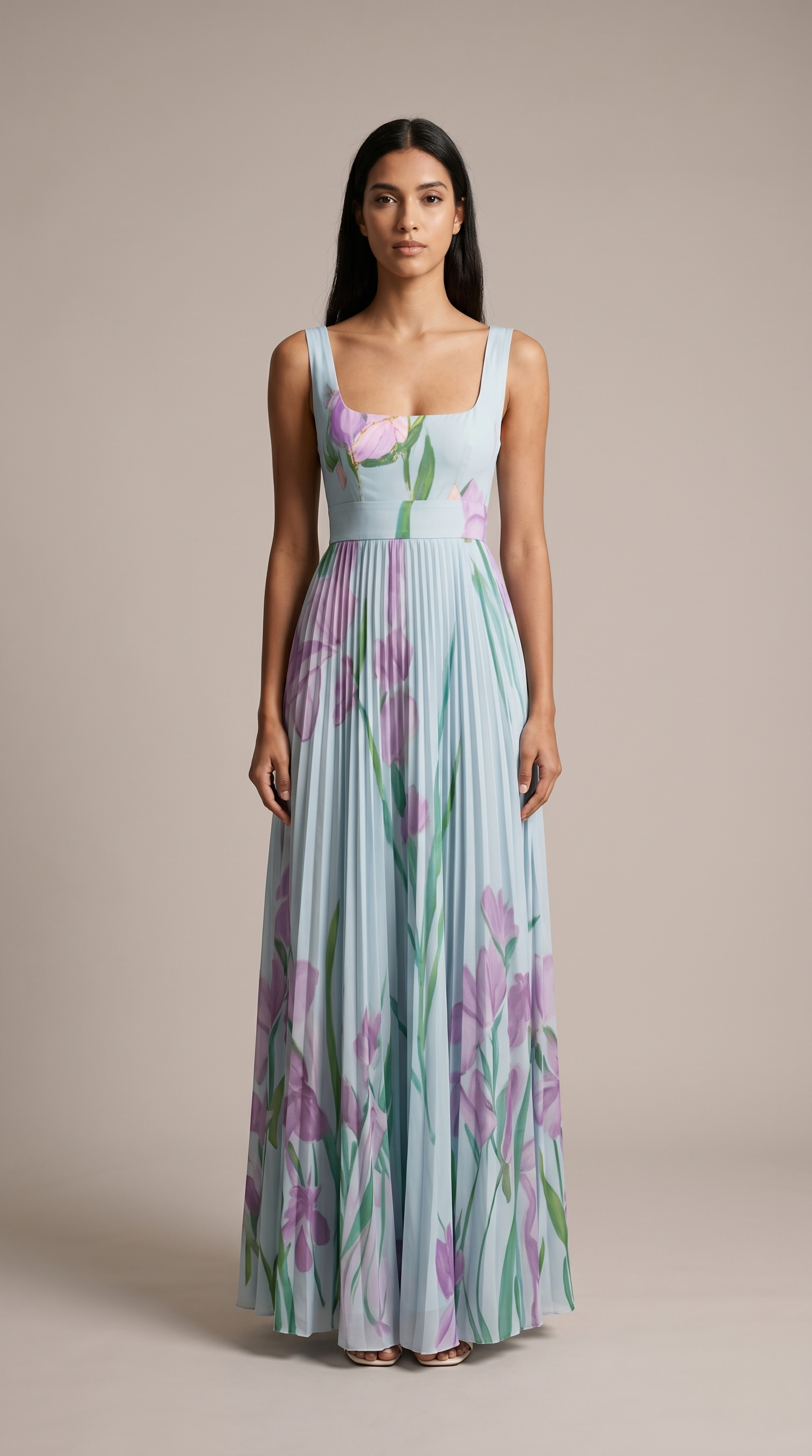 Nicole Robe Maxi Plissée Fleurie – Robe Longue Élégante à Imprimé Floral