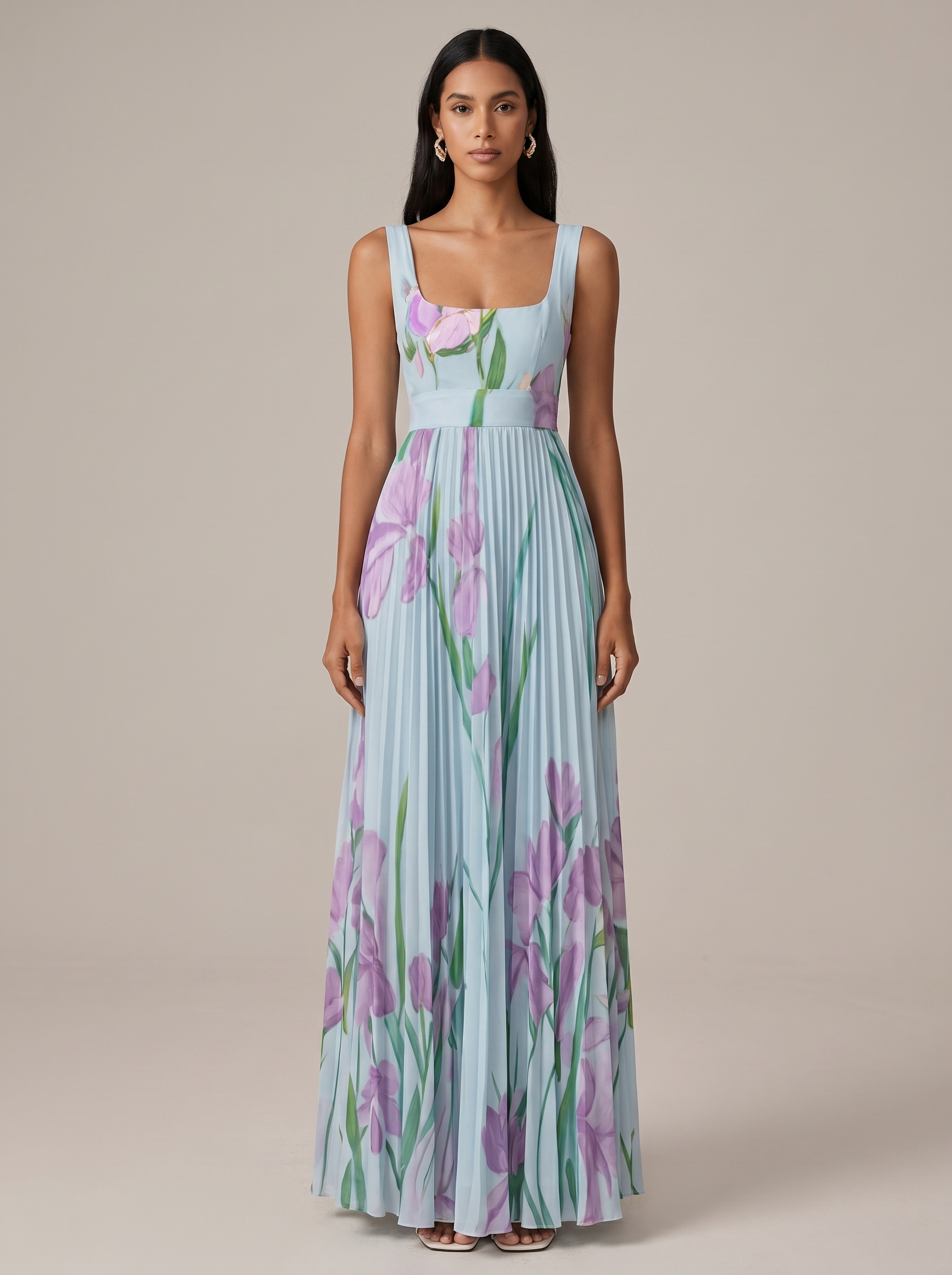 Nicole Robe Maxi Plissée Fleurie – Robe Longue Élégante à Imprimé Floral